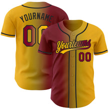 Laden Sie das Bild in den Galerie-Viewer, Custom Gold Maroon Old Gold-Black Authentic Gradient Fashion Baseball Jersey
