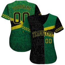 Laden Sie das Bild in den Galerie-Viewer, Custom Graffiti Pattern Black-Green 3D Jamaica Authentic Baseball Jersey
