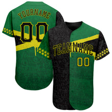 Charger l&#39;image dans la galerie, Custom Graffiti Pattern Black-Green 3D Jamaica Authentic Baseball Jersey

