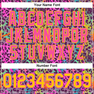 Custom Graffiti Pattern Gold-Pink 3D Colorful Leopard Performance T-Shirt