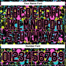 Charger l&#39;image dans la galerie, Custom Graffiti Pattern Black-Pink 3D Neon Splatter Performance T-Shirt
