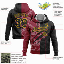 Laden Sie das Bild in den Galerie-Viewer, Custom Stitched Graffiti Pattern Black Crimson-Gold 3D Scratch Sports Pullover Sweatshirt Hoodie
