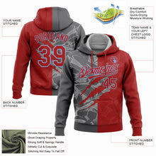Laden Sie das Bild in den Galerie-Viewer, Custom Stitched Graffiti Pattern Red Steel Gray-Light Blue 3D Scratch Sports Pullover Sweatshirt Hoodie
