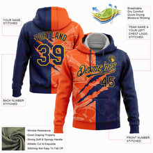 Laden Sie das Bild in den Galerie-Viewer, Custom Stitched Graffiti Pattern Navy Orange-Gold 3D Scratch Sports Pullover Sweatshirt Hoodie
