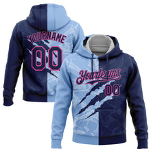 Laden Sie das Bild in den Galerie-Viewer, Custom Stitched Graffiti Pattern Navy Light Blue-Pink 3D Scratch Sports Pullover Sweatshirt Hoodie
