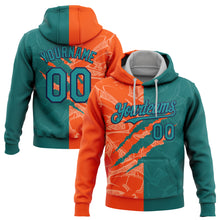 Загрузить изображение в средство просмотра галереи, Custom Stitched Graffiti Pattern Teal Orange-Black 3D Scratch Sports Pullover Sweatshirt Hoodie
