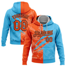 Charger l&#39;image dans la galerie, Custom Stitched Graffiti Pattern Orange Sky Blue-Black 3D Scratch Sports Pullover Sweatshirt Hoodie
