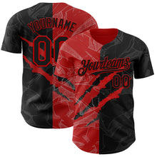 Load image into Gallery viewer, Custom Graffiti Pattern Black-Red 3D Scratch Authentic Baseball Jersey
