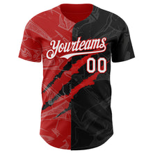 Laden Sie das Bild in den Galerie-Viewer, Custom Graffiti Pattern White Black-Red 3D Scratch Authentic Baseball Jersey
