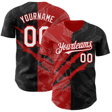 Laden Sie das Bild in den Galerie-Viewer, Custom Graffiti Pattern White Black-Red 3D Scratch Authentic Baseball Jersey
