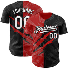 Charger l&#39;image dans la galerie, Custom Graffiti Pattern White Black-Red 3D Scratch Authentic Baseball Jersey
