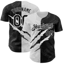 Charger l&#39;image dans la galerie, Custom Graffiti Pattern Black-White 3D Scratch Authentic Baseball Jersey
