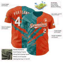 Load image into Gallery viewer, Custom Graffiti Pattern White Orange-Teal 3D Scratch Authentic Baseball Jersey

