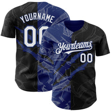 Load image into Gallery viewer, Custom Graffiti Pattern White Black-Royal 3D Scratch Authentic Baseball Jersey
