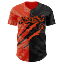 Charger l&#39;image dans la galerie, Custom Graffiti Pattern Black-Orange 3D Scratch Authentic Baseball Jersey
