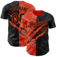 Charger l&#39;image dans la galerie, Custom Graffiti Pattern Black-Orange 3D Scratch Authentic Baseball Jersey

