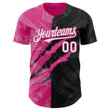 Charger l&#39;image dans la galerie, Custom Graffiti Pattern White Black-Pink 3D Scratch Authentic Baseball Jersey
