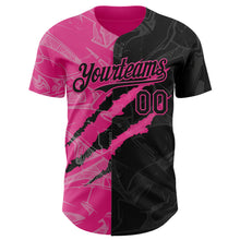 Laden Sie das Bild in den Galerie-Viewer, Custom Graffiti Pattern Black-Pink 3D Scratch Authentic Baseball Jersey
