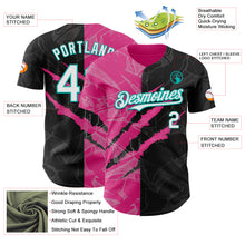 Laden Sie das Bild in den Galerie-Viewer, Custom Graffiti Pattern White Black Pink-Aqua 3D Scratch Authentic Baseball Jersey
