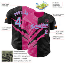 Load image into Gallery viewer, Custom Graffiti Pattern Light Blue Black-Pink 3D Scratch Authentic Baseball Jersey
