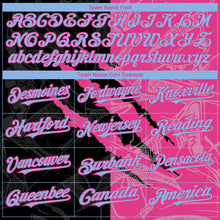 Load image into Gallery viewer, Custom Graffiti Pattern Light Blue Black-Pink 3D Scratch Authentic Baseball Jersey
