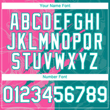 Load image into Gallery viewer, Custom Graffiti Pattern White Teal-Pink 3D Scratch Authentic Baseball Jersey
