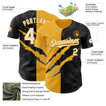 Charger l&#39;image dans la galerie, Custom Graffiti Pattern White Black-Gold 3D Scratch Authentic Baseball Jersey
