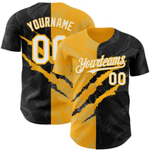 Charger l&#39;image dans la galerie, Custom Graffiti Pattern White Black-Gold 3D Scratch Authentic Baseball Jersey
