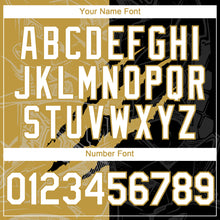 Load image into Gallery viewer, Custom Graffiti Pattern White Black-Old Gold 3D Scratch Authentic Baseball Jersey
