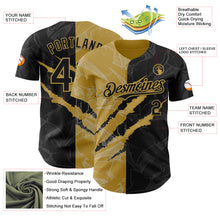 Load image into Gallery viewer, Custom Graffiti Pattern Black-Old Gold 3D Scratch Authentic Baseball Jersey
