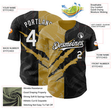 Load image into Gallery viewer, Custom Graffiti Pattern White Black-Old Gold 3D Scratch Authentic Baseball Jersey
