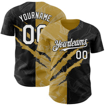Load image into Gallery viewer, Custom Graffiti Pattern White Black-Old Gold 3D Scratch Authentic Baseball Jersey
