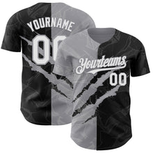 Load image into Gallery viewer, Custom Graffiti Pattern White Black-Gray 3D Scratch Authentic Baseball Jersey
