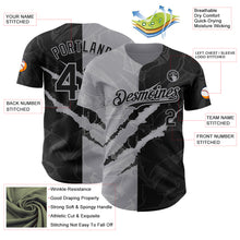 Load image into Gallery viewer, Custom Graffiti Pattern Black-Gray 3D Scratch Authentic Baseball Jersey
