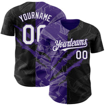 Load image into Gallery viewer, Custom Graffiti Pattern White Black-Purple 3D Scratch Authentic Baseball Jersey
