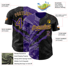 Load image into Gallery viewer, Custom Graffiti Pattern Purple Black-Yellow 3D Scratch Authentic Baseball Jersey
