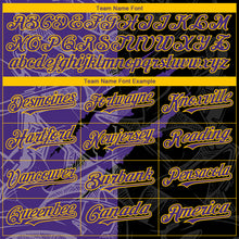 Load image into Gallery viewer, Custom Graffiti Pattern Purple Black-Yellow 3D Scratch Authentic Baseball Jersey

