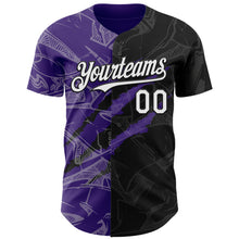 Load image into Gallery viewer, Custom Graffiti Pattern White Black-Purple 3D Scratch Authentic Baseball Jersey
