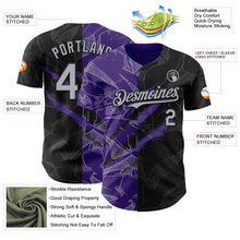 Load image into Gallery viewer, Custom Graffiti Pattern Gray Black-Purple 3D Scratch Authentic Baseball Jersey

