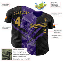 Charger l&#39;image dans la galerie, Custom Graffiti Pattern Old Gold Black-Purple 3D Scratch Authentic Baseball Jersey
