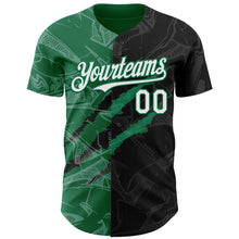 Load image into Gallery viewer, Custom Graffiti Pattern White Black-Kelly Green 3D Scratch Authentic Baseball Jersey
