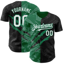 Load image into Gallery viewer, Custom Graffiti Pattern White Black-Kelly Green 3D Scratch Authentic Baseball Jersey
