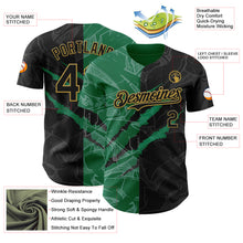 Load image into Gallery viewer, Custom Graffiti Pattern Black Kelly Green-Old Gold 3D Scratch Authentic Baseball Jersey
