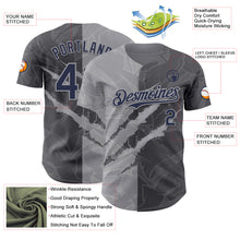Load image into Gallery viewer, Custom Graffiti Pattern Navy Steel Gray-Gray 3D Scratch Authentic Baseball Jersey
