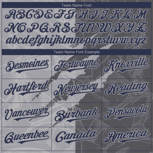 Custom Graffiti Pattern Navy Steel Gray-Gray 3D Scratch Authentic Baseball Jersey