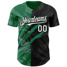 Load image into Gallery viewer, Custom Graffiti Pattern White Black-Kelly Green 3D Scratch Authentic Baseball Jersey
