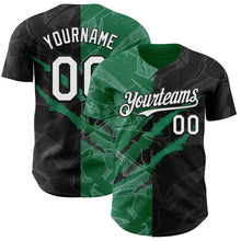 Load image into Gallery viewer, Custom Graffiti Pattern White Black-Kelly Green 3D Scratch Authentic Baseball Jersey
