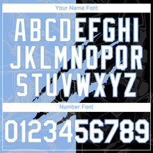 Load image into Gallery viewer, Custom Graffiti Pattern White Black-Light Blue 3D Scratch Authentic Baseball Jersey
