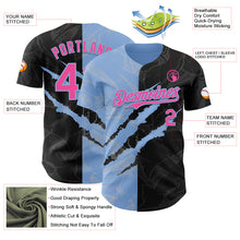 Charger l&#39;image dans la galerie, Custom Graffiti Pattern Pink Black-Light Blue 3D Scratch Authentic Baseball Jersey
