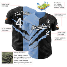 Load image into Gallery viewer, Custom Graffiti Pattern White Black-Light Blue 3D Scratch Authentic Baseball Jersey
